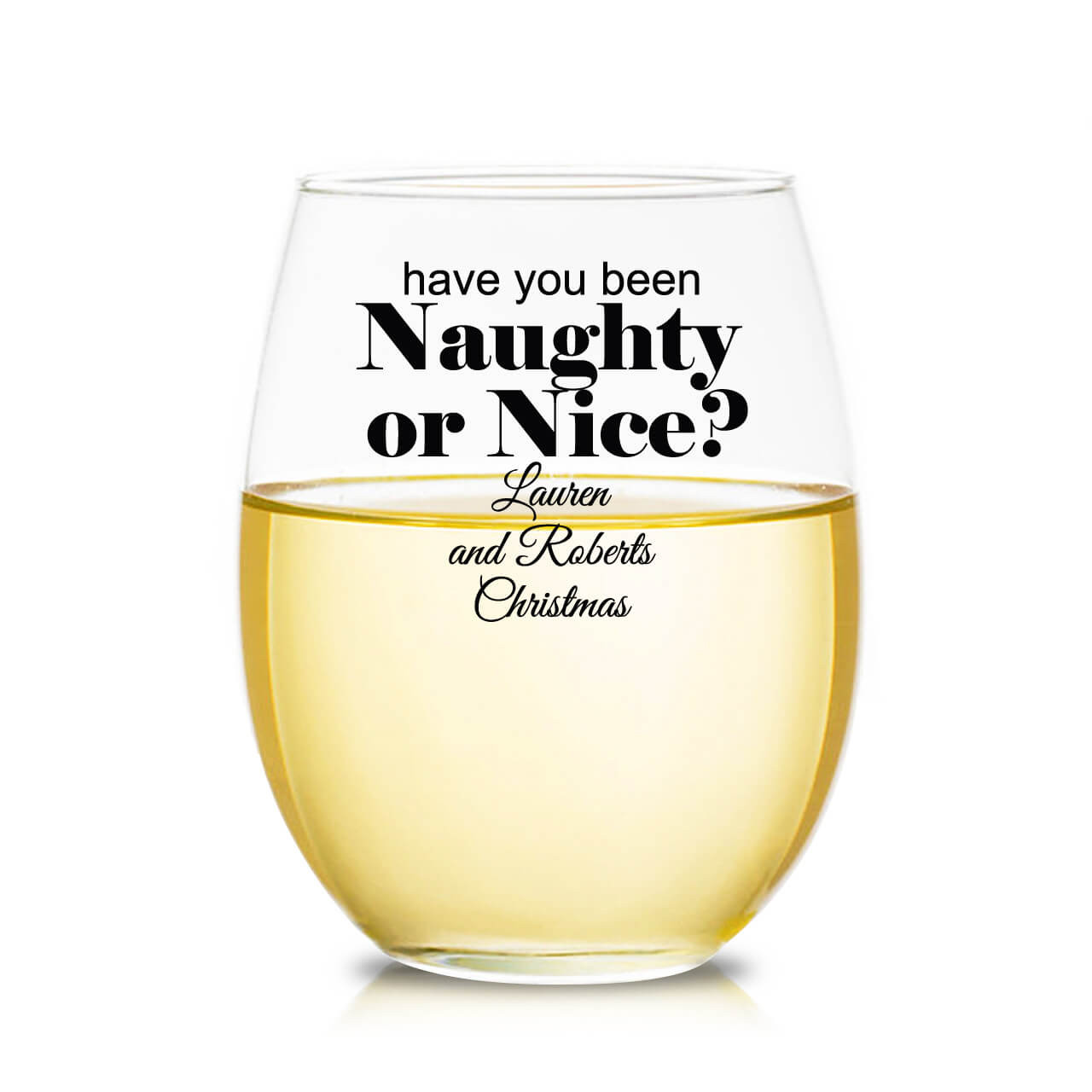 Naughty or nice wine glass