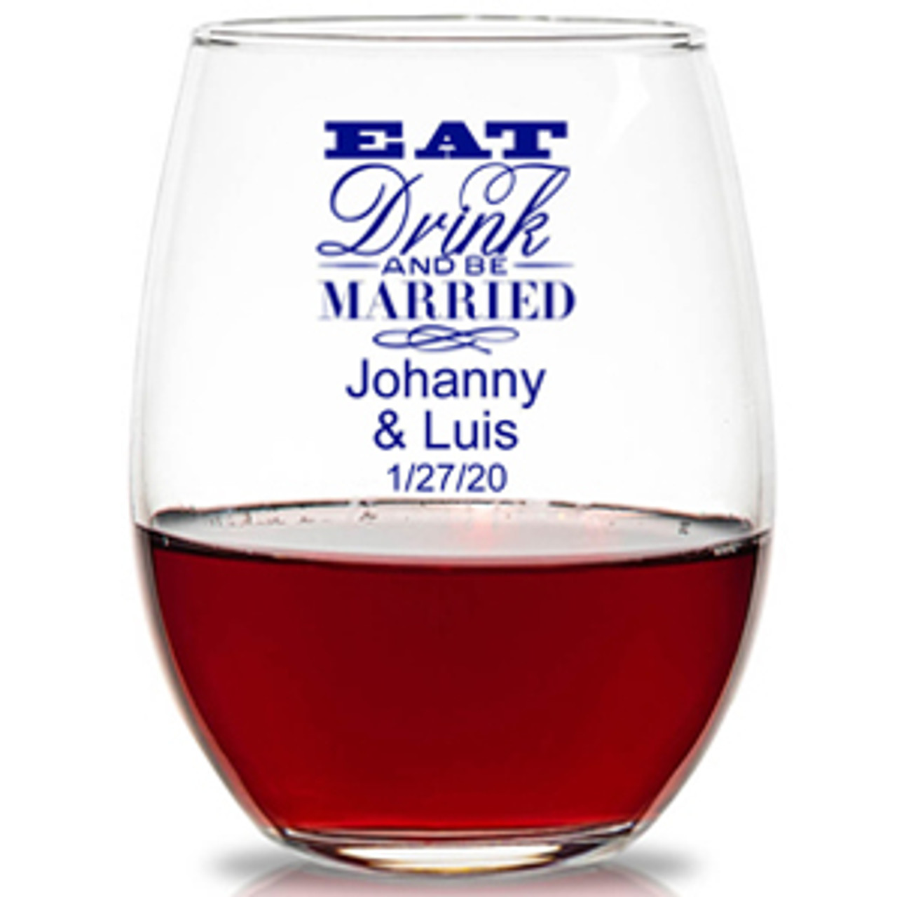 Personalized 15 Oz Stemless Wine Glasses Favors And Flowers