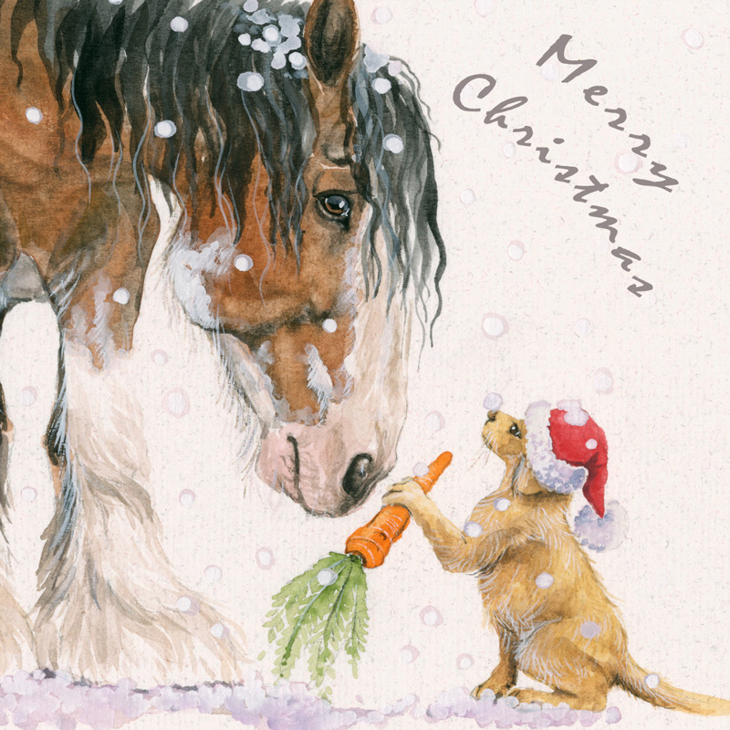Merry Christmas - luxury 15cm sq card - The Event Gallery Fine Art Ltd