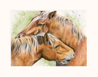 Ride and Groom by Kay Johns. Suffolk Punch Horses painting