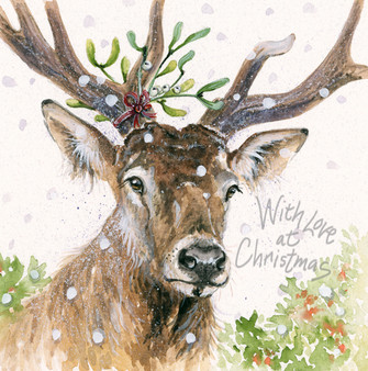'Deer Santa' Christmas Greeting Card by Kay Johns