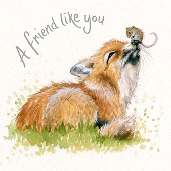 Fox and mouse greeting card by Kay Johns - front view