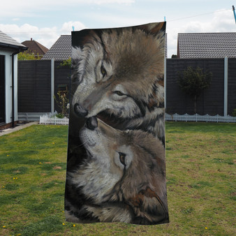 Towel - Side by Side. Wolves. Artwork by Kay Johns