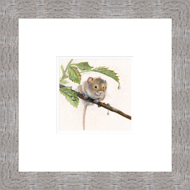 'April Showers' mouse artwork by Kay Johns, Grey framed