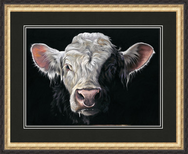 'The Governor' Charolais Bull framed artwork by Kay Johns 