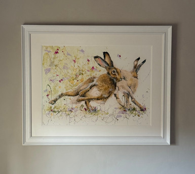  'Hare Racing' Hare Hand-Embellished Original by Kay Johns. 