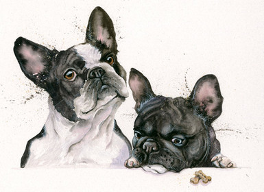 Nouvelle Cuisine by Kay Johns, French Bull Dogs, Dog Painting