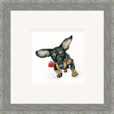 Dachshund sausage dog artwork grey frame