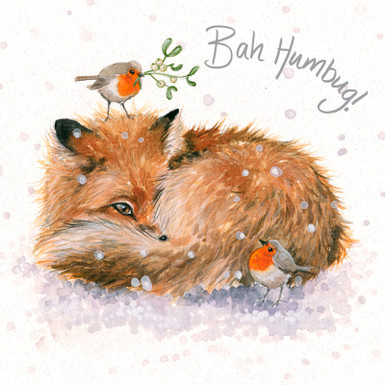 'Bah Humbug' Fox & Robin Christmas  card by Kay Johns - front image