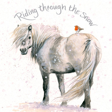 'Riding Through the Snow' Donkey Christmas  card by Kay Johns - front image