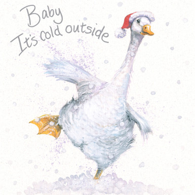 'Baby it's Cold Outside' Duck Christmas  card by Kay Johns - front image