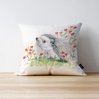 Blooming Love hedgehog cushion by Kay Johns
