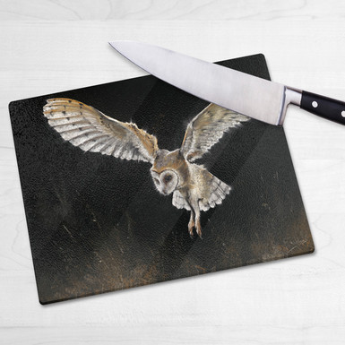 Glass chopping board-Silent Night. Artwork by Kay Johns