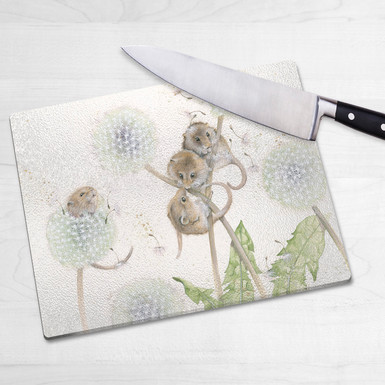 Glass chopping board-The Dandy Line. Artwork by Kay Johns