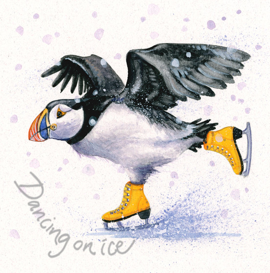 'Dancing on Ice' Christmas Greeting Card by Kay Johns