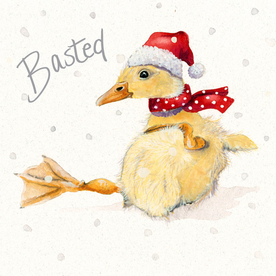 'Basted' Duck Christmas  card by Kay Johns - front image