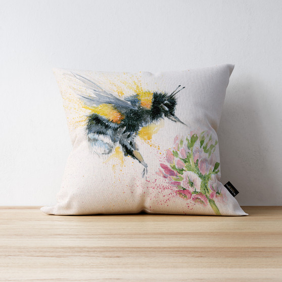 Busy Bee Bumble Bee cushion. Artwork by Kay Johns