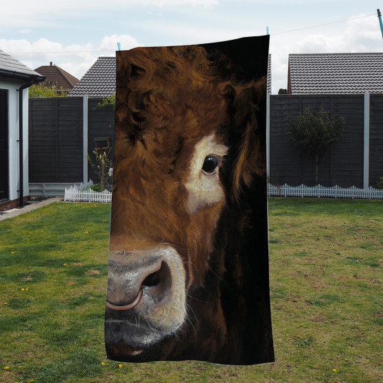 Towel - Big Brother 2. Limousin Bull.Artwork by Kay Johns