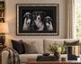 Workmates collie and sheep painting in a frame