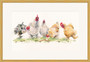 Chicken print by artist Kay Johns, size large, double white mount, gold framed