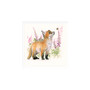 Fox Cub with foxglove flowers in the background shown in a double mount titled "Bee's Knee's" by artist Kay Johns