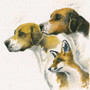 Fox hounds and fox artwork by Kay Johns