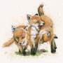 Fox cubs, hand-embellished limited edition print y Kay Johns