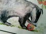 Close up detail of the badger and mouse