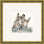 Donkey, hand embellished artwork by Kay Johns, in a gold frame