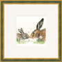 Hare original artwork by Kay Johns, Gold frame