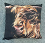 Macbeth highland cow cushion by Kay Johns