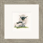 'Happy Valais' Valais Blacknose Sheep artwork by Kay Johns. Grey frame