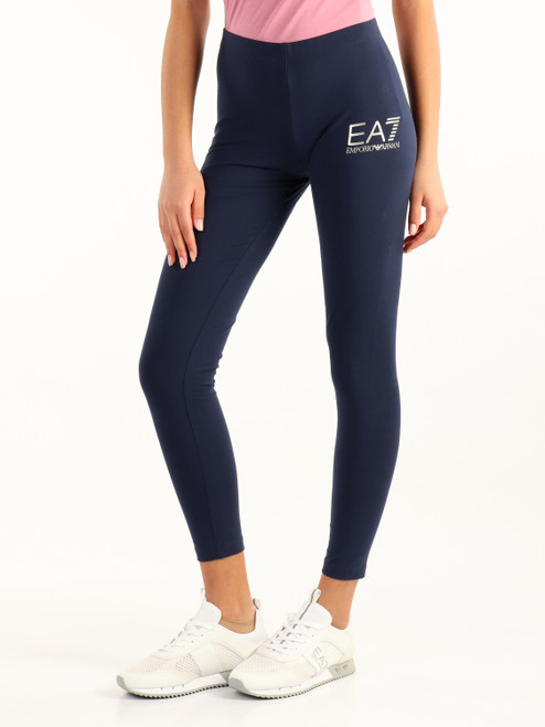 Leggings in cotone stretch con stampa logo