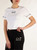T-shirt cropped in cotone stretch con stampa logo