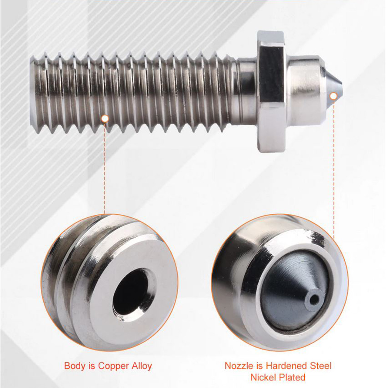 8 Ugelli Volcano 0,4mm In Acciaio Temprato - M6 Per Stampanti 3D Artillery/ Sidewinder