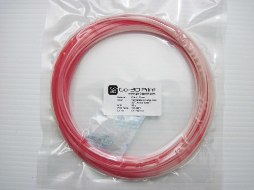 Temperature Color Changing Red to White PLA 3D Printing Filament 1.75mm, 50g