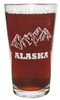 Alaska Mountains and State Flag 16oz. Heavy Duty Laser Engraved Pint Glass / Beer Glass
