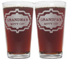 Grandma's and Grandpa's Sippy Cup 16oz. Laser Engraved Pint Glasses / Beer Glasses Gift Set
