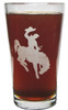 Wyoming Mountains and Bronco 16oz. Heavy Duty Laser Engraved Pint Glass / Beer Glass