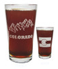 Colorado Mountains and Flag 16oz. Heavy Duty Laser Engraved Pint Glass / Beer Glass