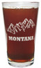 Montana Mountains and State Silhouette 16oz. Laser Engraved Pint Glass / Beer Glass