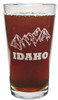 Idaho Mountains and Idaho State Silhouette 16oz. Laser Engraved Pint Glass / Beer Glass