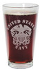 United States Navy Emblem with Flag and  Anchor 16oz.  Laser Engraved Pint Glass / Beer Glass