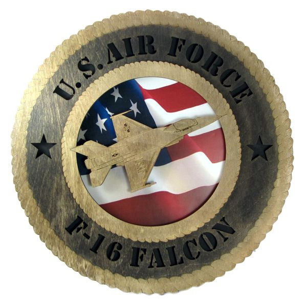 F-16 Falcon Plaque with American Flag
