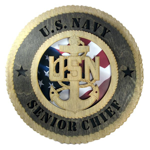 Navy Senior Chief Plaque with American Flag