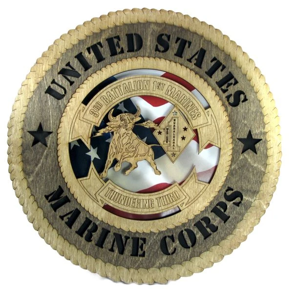 3rd Battalion, 1st Marines Plaque with American Fla