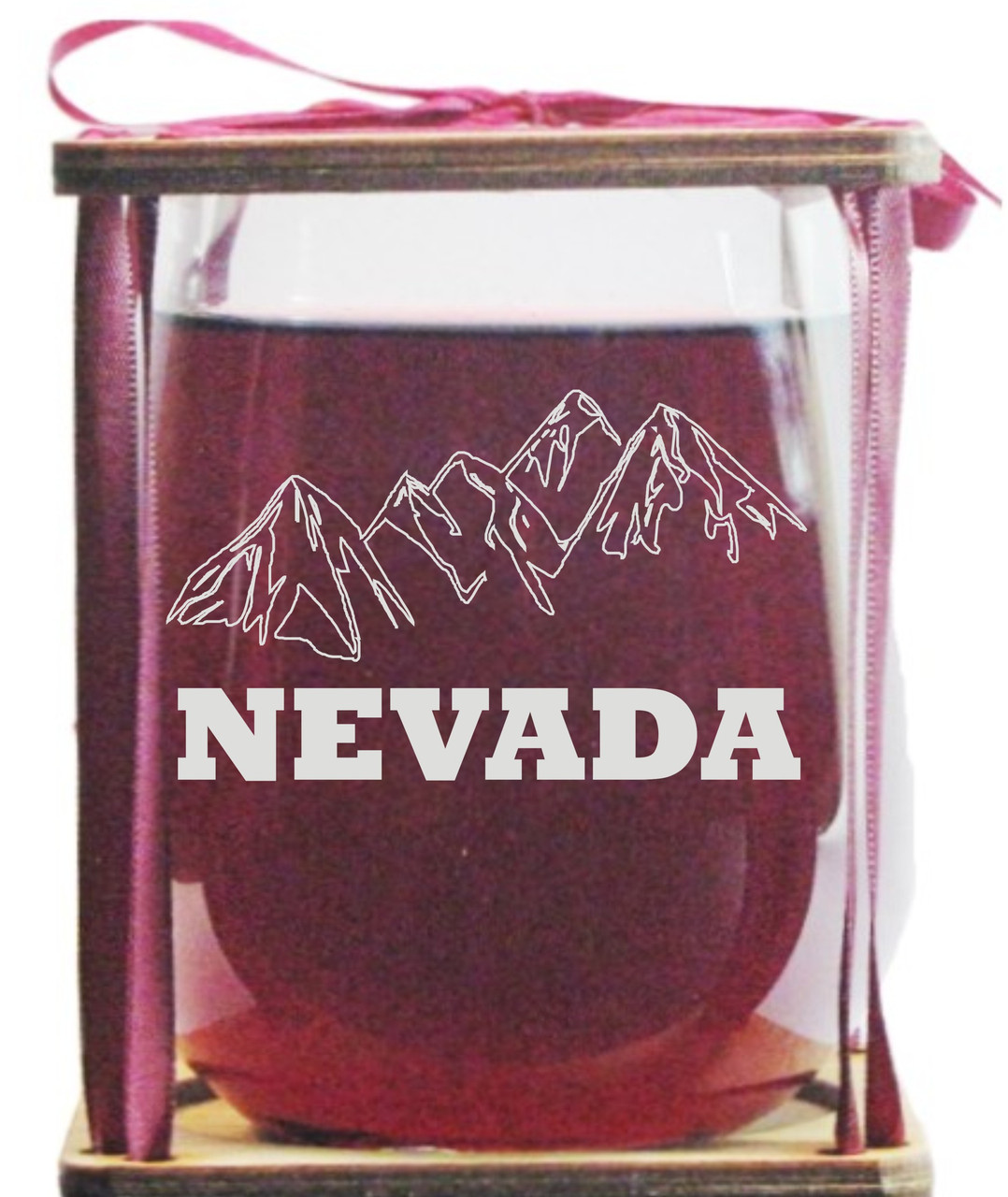 Nevada Mountains Stemless Wine Glass with Presentation Packaging