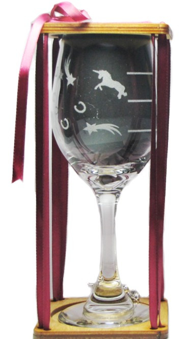 Unicorn Drink 'Till You Believe Stemmed Wine Glass with Charm and Presentation Packaging