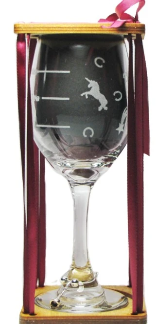 Unicorn Drink 'Till You Believe Stemmed Wine Glass with Charm and Presentation Packaging