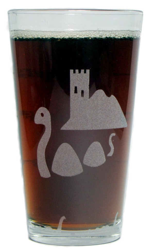 Loch Ness Monster "Drink 'Till You Believe" 16 Ounce Laser Engraved Pint Glass / Beer Glass